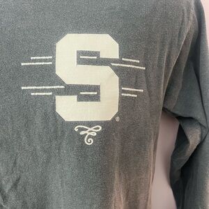 Comfort Colors Teal Long Sleeve Shirt with White 'S' Design